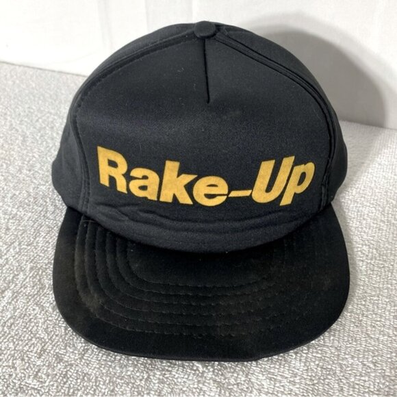 Vintage New Image Rake Up Black Yellow Foam Snap Back Trucker Hat - Picture 1 of 13
